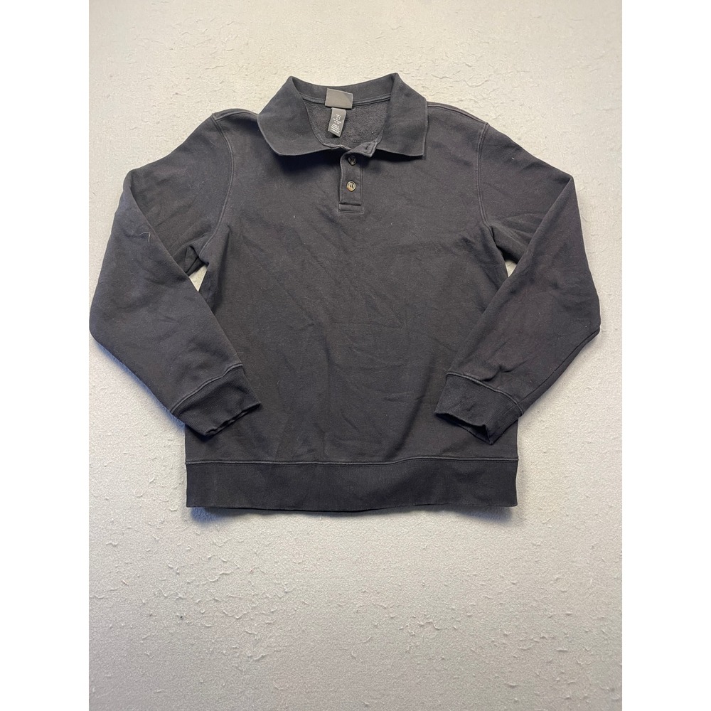 H&M Polo Sweatshirt Cotton Blend Black Small Mens